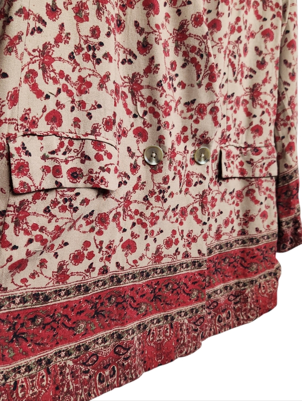 Free People Bellflower Floral Print Linen Blend Long Blazer Jacket Womens Size L - Picture 7 of 16